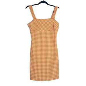 Niki-Lee California 90s Y2K Plaid‎ Sundress Size 7 Summer Festival Party Yellow